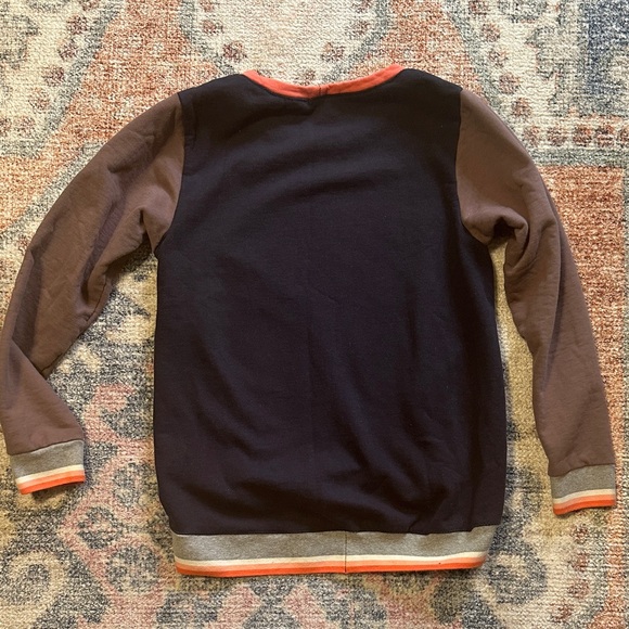 Brown and Navy with Orange accents Cotton Fleece Retro Sweatshirt - Picture 2 of 7